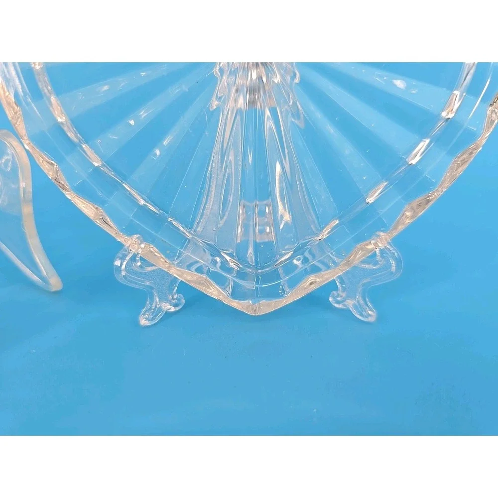 Vintage Heart Shaped Crystal Trinket Jewelry Box W/ Lid- Some‎ Small Chips